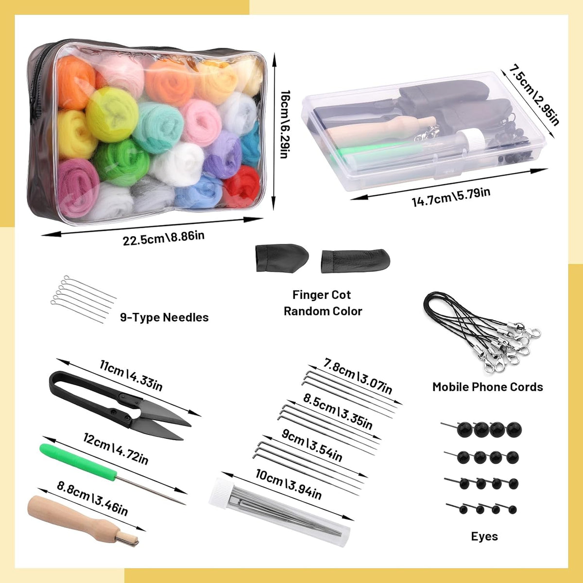 SOCNITC 45 Colors Needle Felting Kits Needle Felting Supplies with Tools