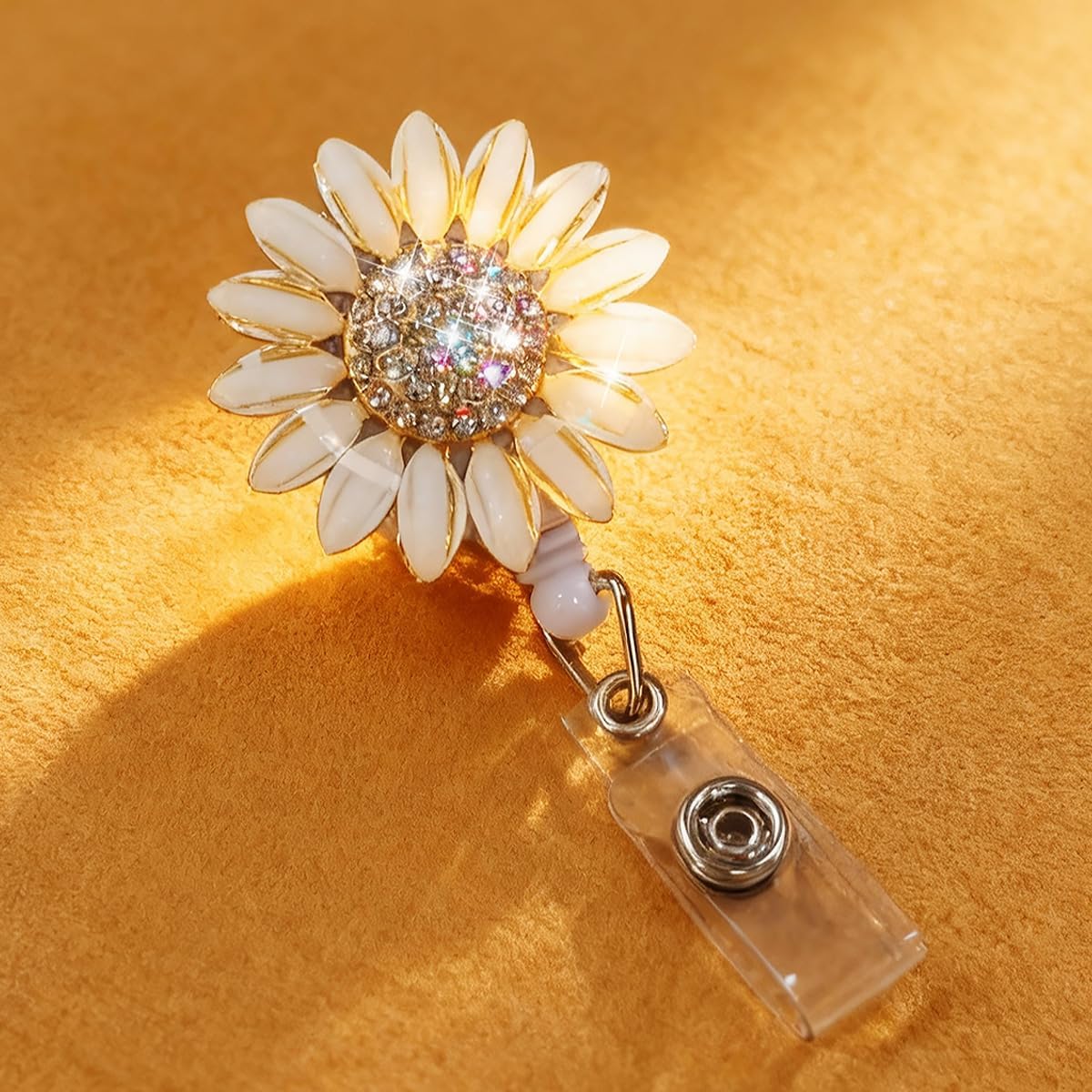 Flower ID Badge Holders Retractable with Alligator Clip, Name Badge Clips Retractable, Nurse Badge Reel Bling