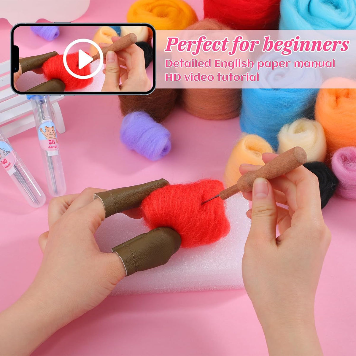UOOU Needle Felting Kit, Mushroom Wool Felting Kit with Felted Supplies