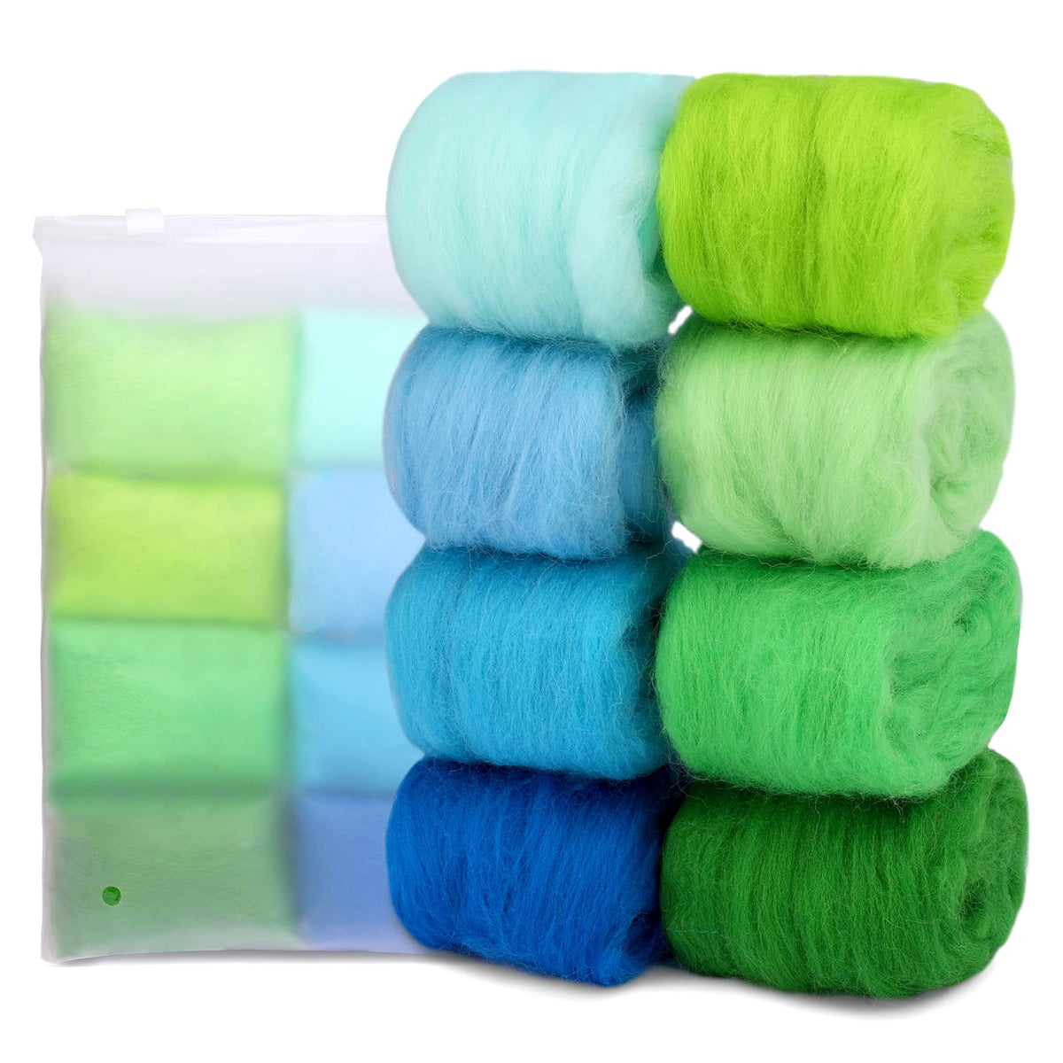 Wonvoc Needle Felting Wool 2.82oz /80g, 8 Colors Wool Roving (Summer)