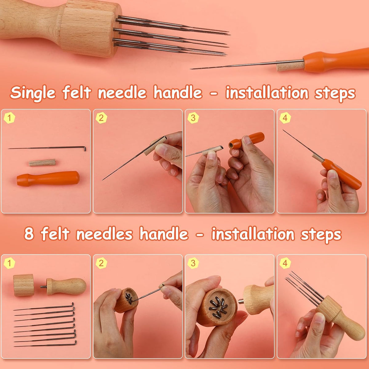 QMNNMA 241 Pcs Needle Felting Kit, 50 Colors Wool Felting Kit for Beginners