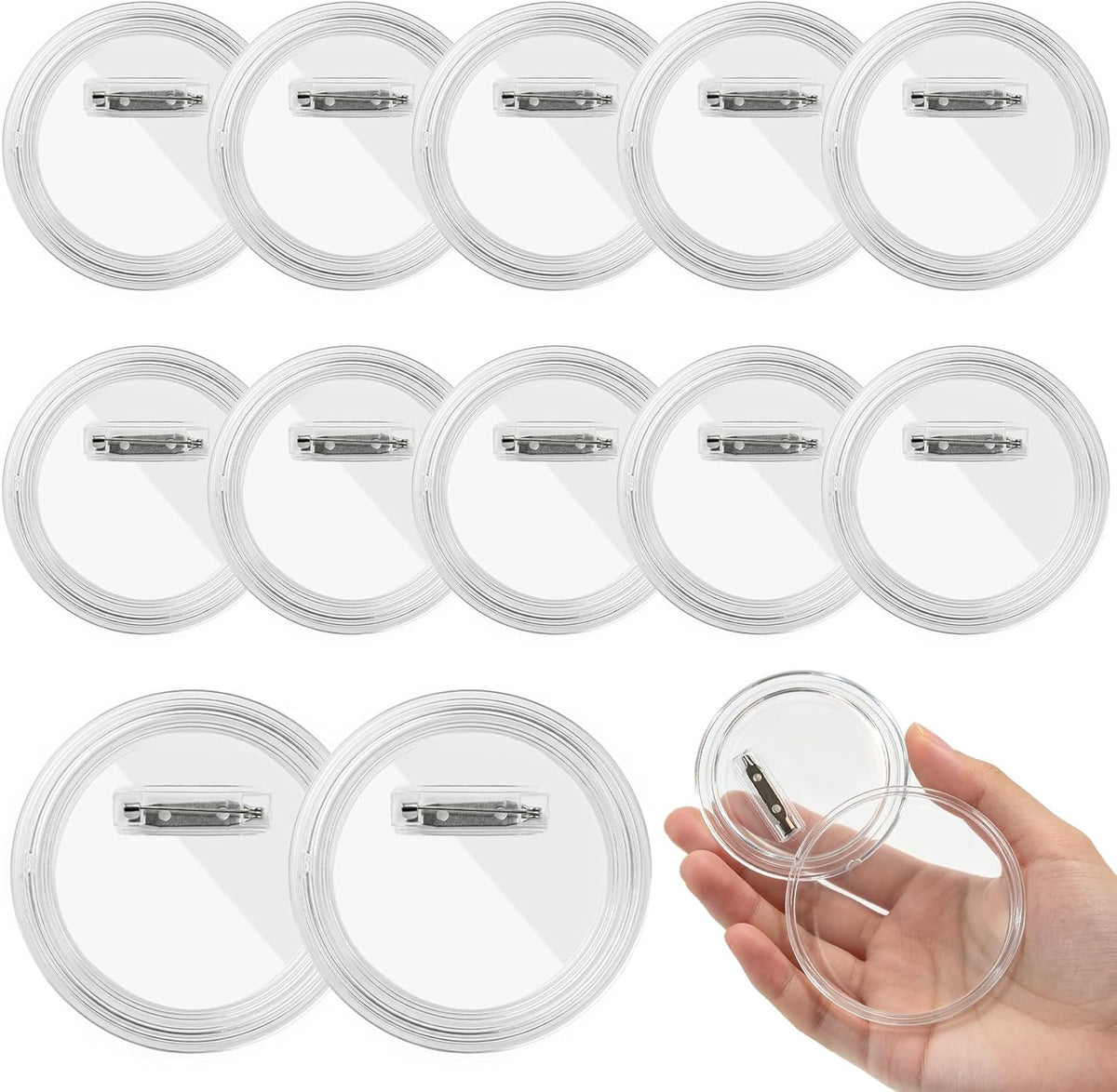 12 Pack 3 Inch Clear Acrylic Blank Button Pins for DIY Badges