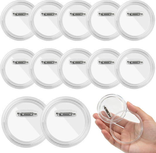 12 Pack 3 Inch Clear Acrylic Blank Button Pins for DIY Badges