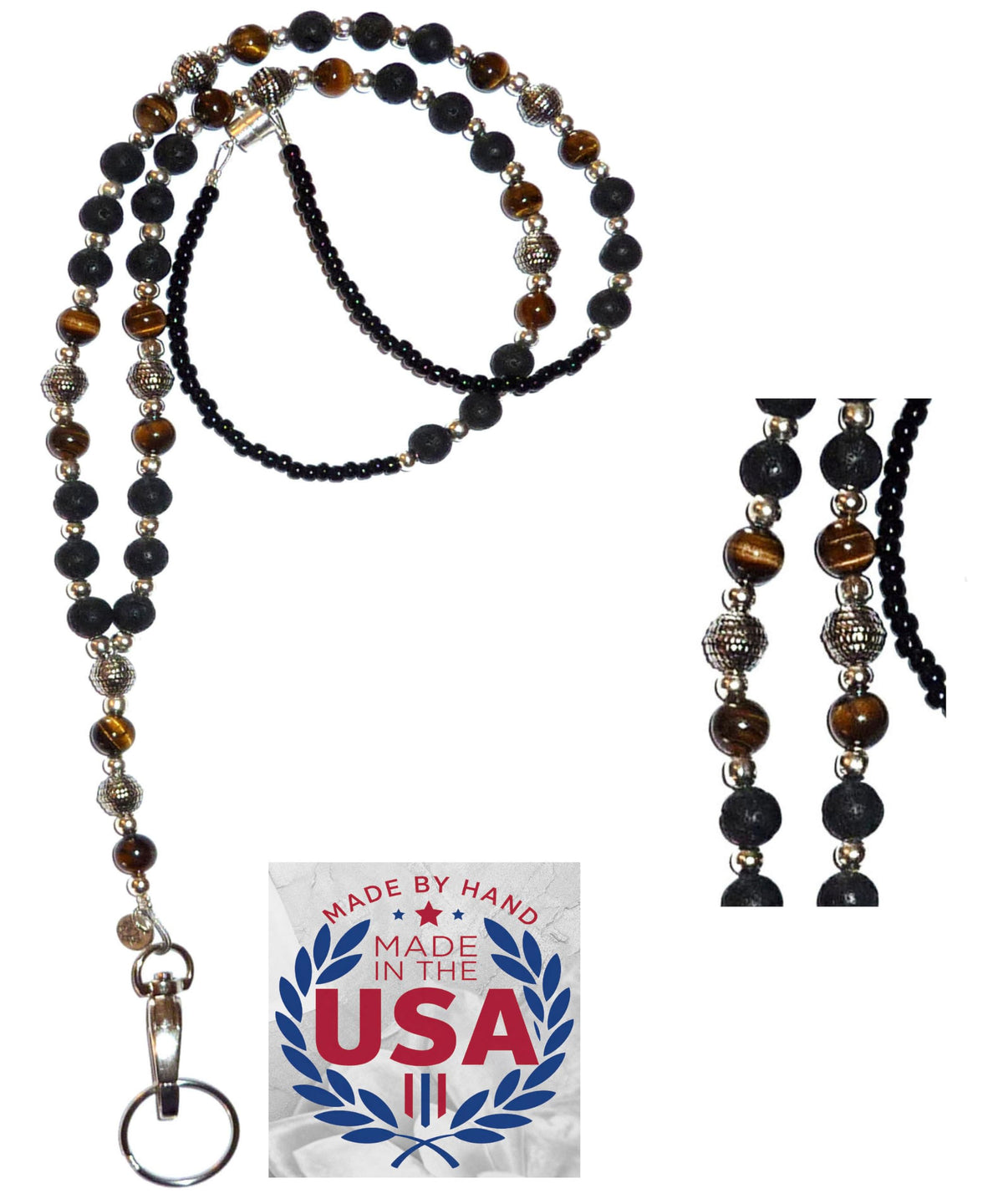 Hidden Hollow Beads Slim Style Women's Fashion Beaded Lanyard, 34" Jewelry Lanyard for ID Badge Holder and Keys