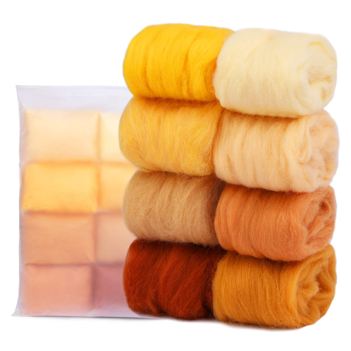 Wonvoc Needle Felting Wool 2.82oz /80g, 8 Colors Wool Roving (Summer)