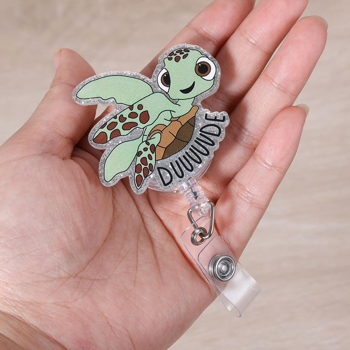 Funny Turtle Nurse Badge Reel, Cute Retractable Work Badge Holder