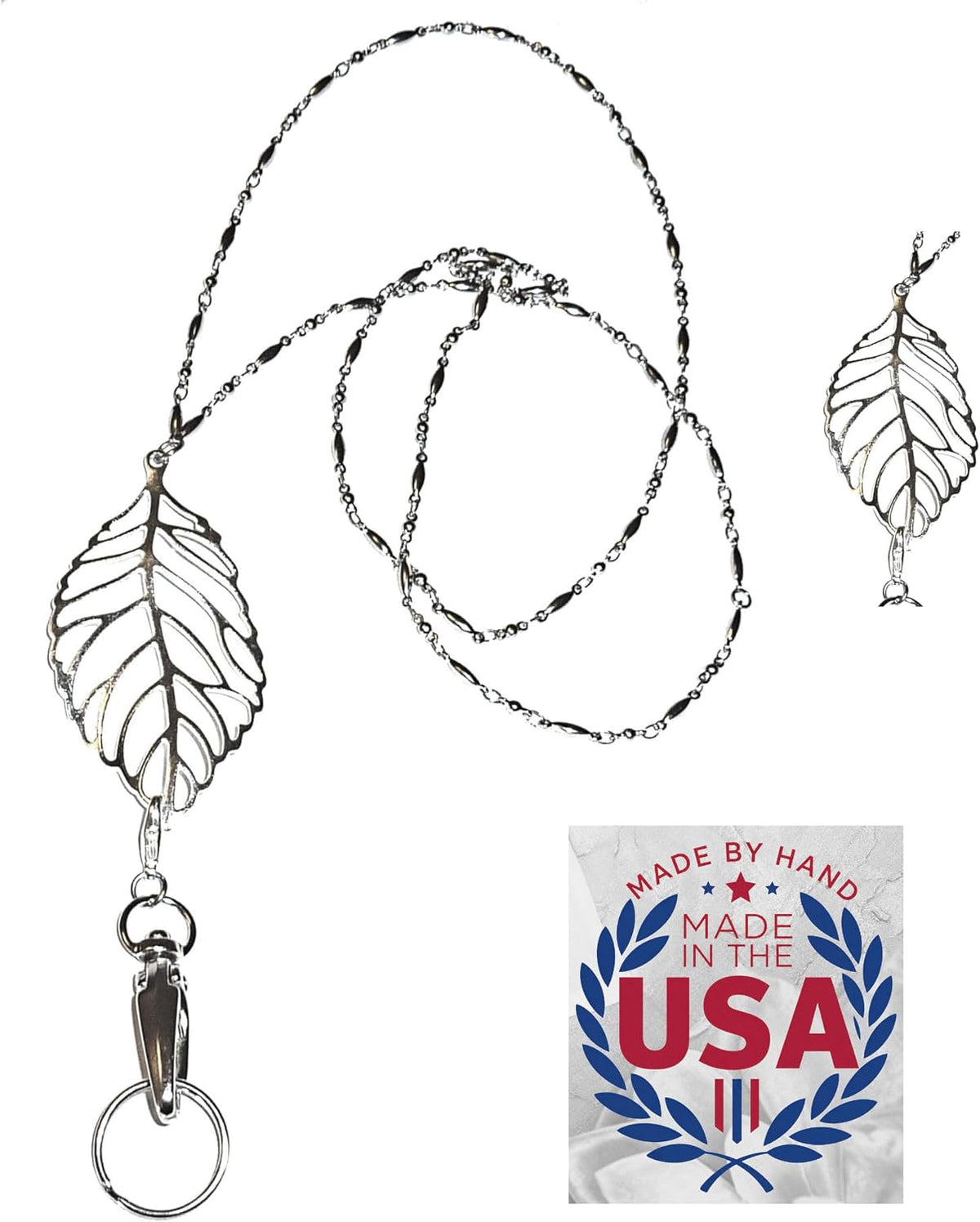 Hidden Hollow Beads Pendant Stainless Steel Strong Hand Made USA Women's 34 "Lanyard, ID Badge Card Holder Teacher Nurse Keys