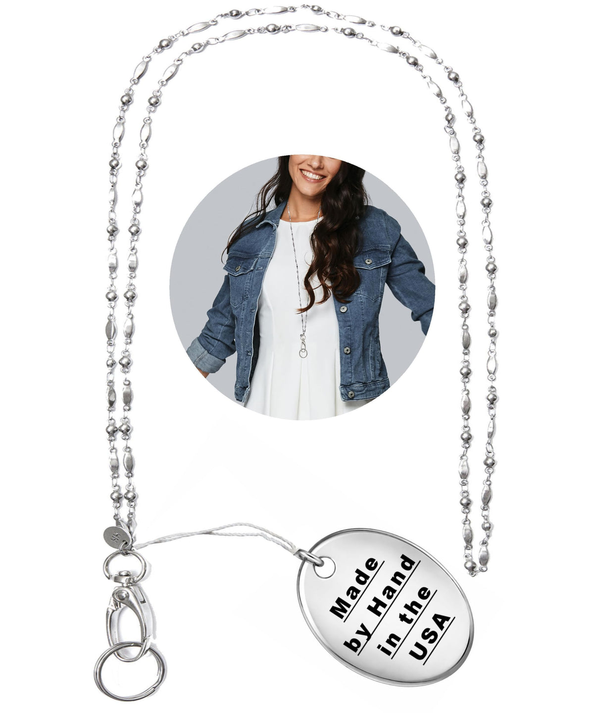 Hidden Hollow Beads Slim Style Women's Fashion Beaded Lanyard, 34" Jewelry Lanyard for ID Badge Holder and Keys