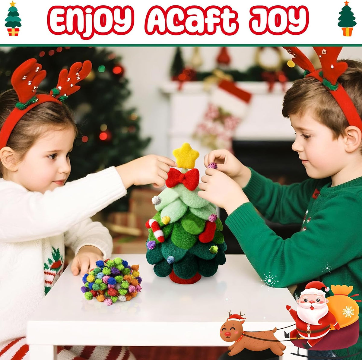 KIDS KING Needle Felting Kit for Handicraft Beginners Teens & Adults – Christmas Tree Felting with Instruction, Material Tools: Wool, Needles, Felting Pad, Home Decorations for Christmas
