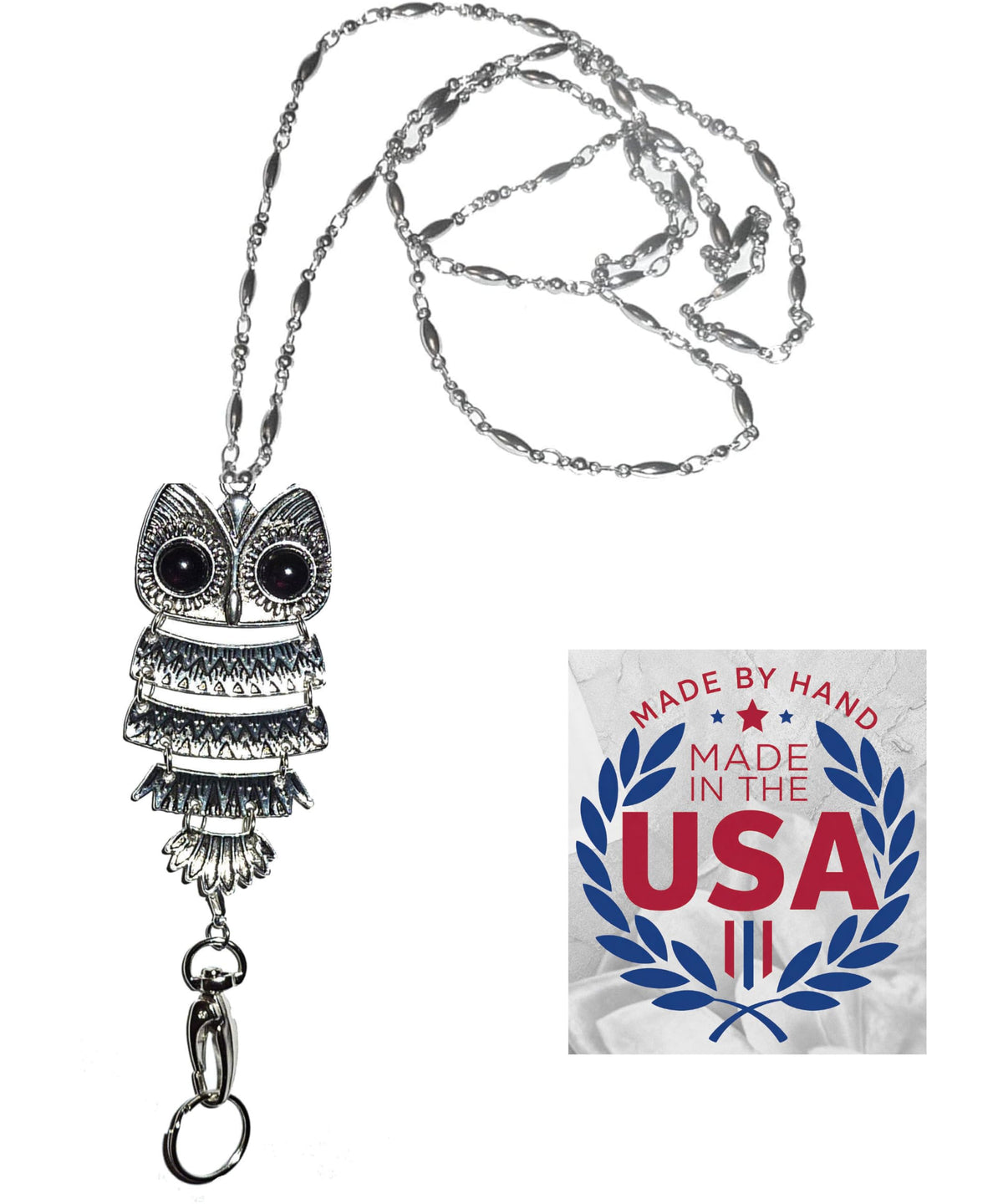 Hidden Hollow Beads Pendant Stainless Steel Strong Hand Made USA Women's 34 "Lanyard, ID Badge Card Holder Teacher Nurse Keys