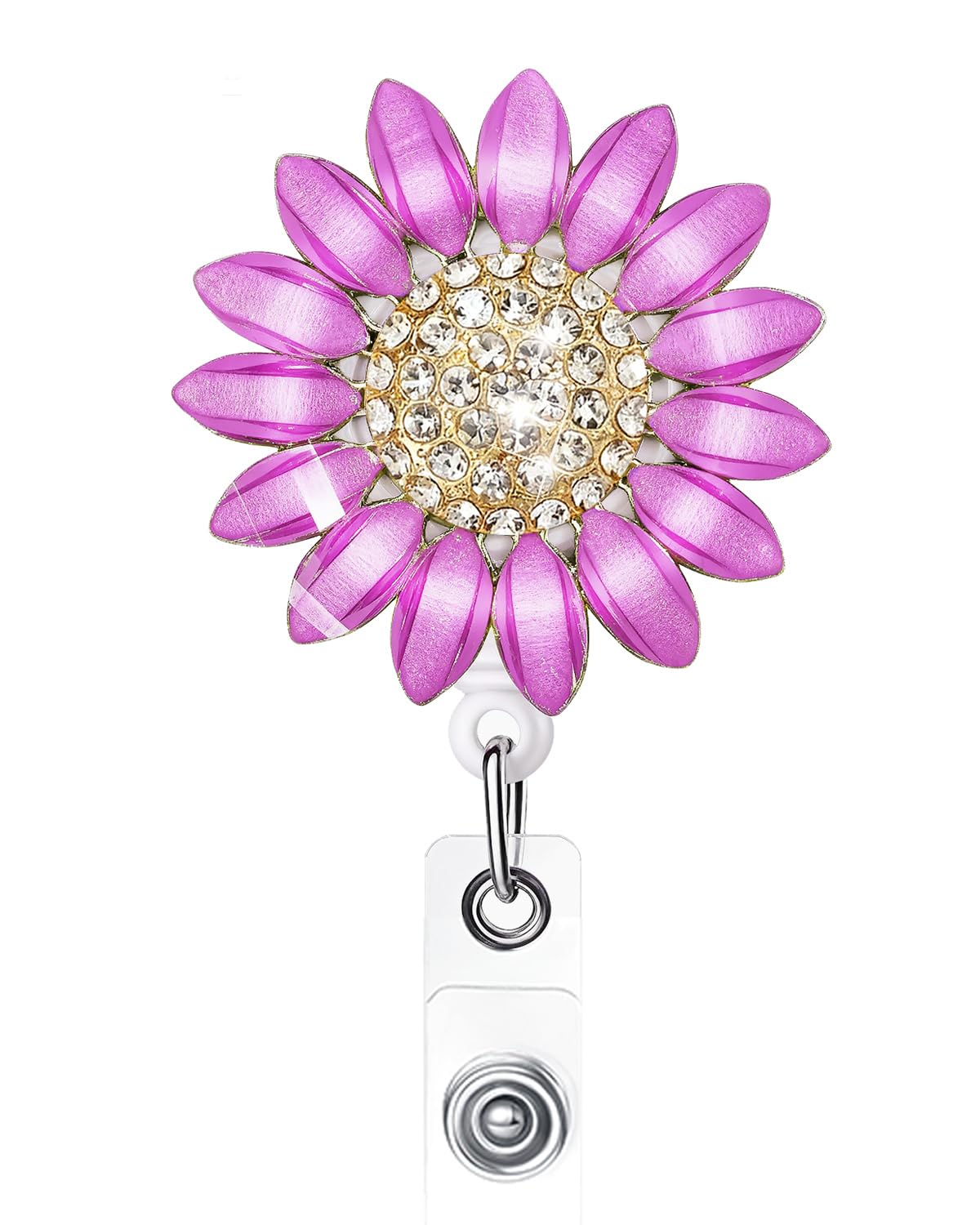 Flower ID Badge Holders Retractable with Alligator Clip, Name Badge Clips Retractable, Nurse Badge Reel Bling