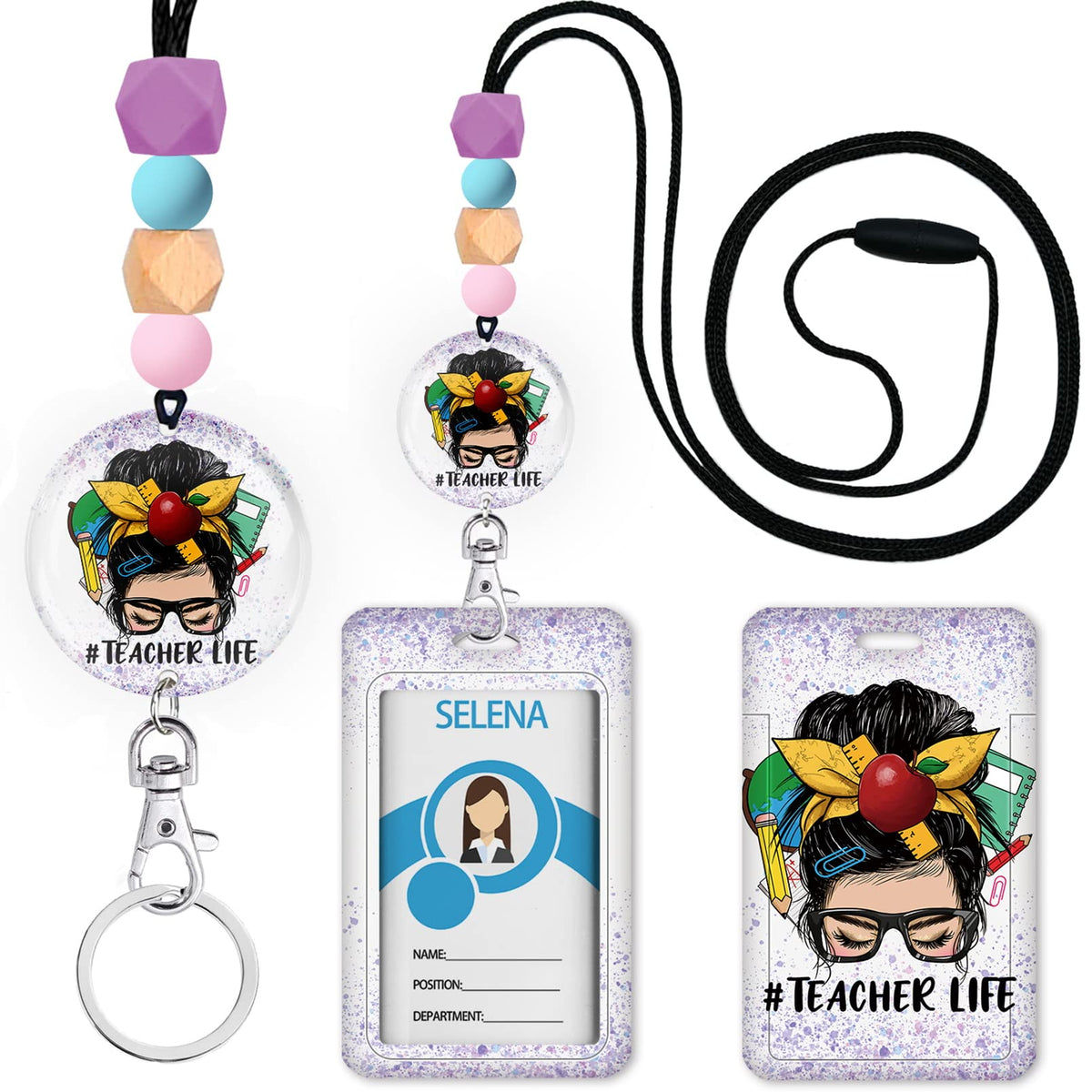 Teacher Lanyards for ID Badges, Breakaway Handmade, Be Kind Heart