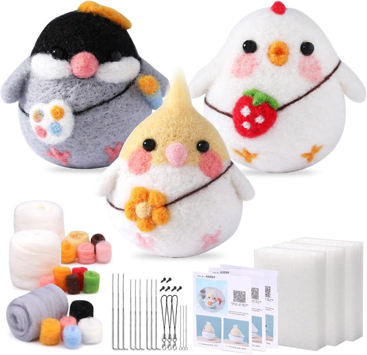 SOCNITC 3 Pcs Animal Needle Felting Starter Kit with Needle Felting Tools