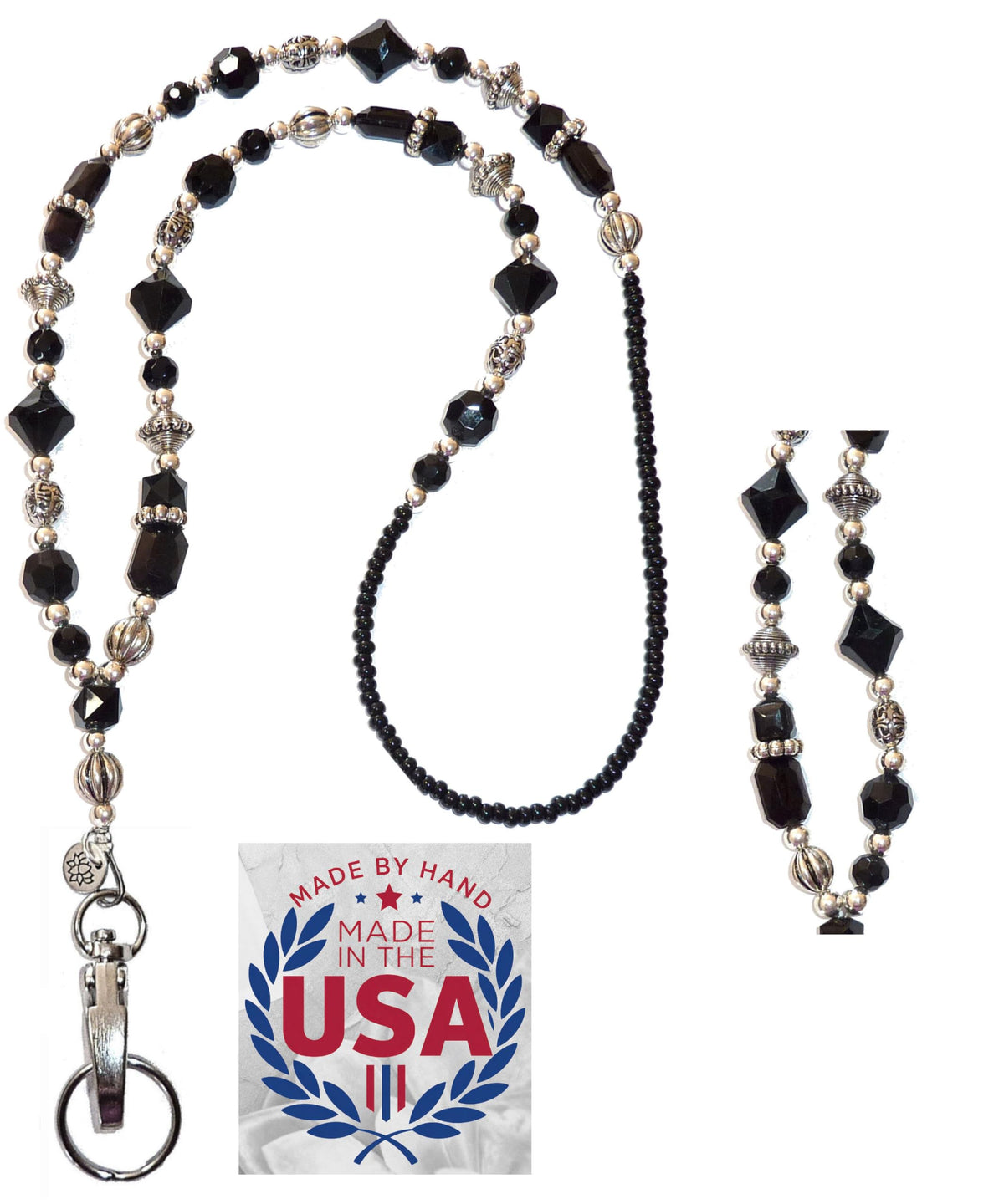 Hidden Hollow Beads Slim Style Women's Fashion Beaded Lanyard, 34" Jewelry Lanyard for ID Badge Holder and Keys