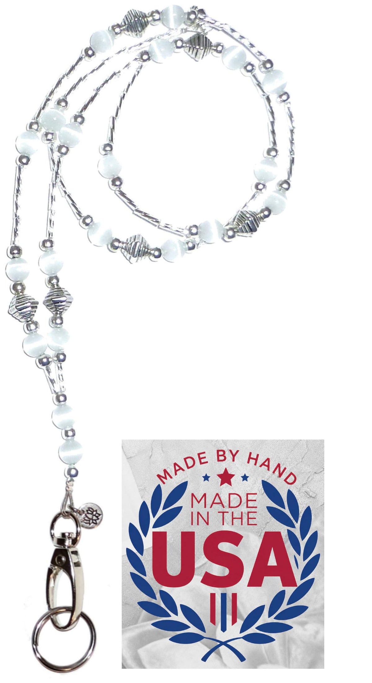 Hidden Hollow Beads Slim Style Women's Fashion Beaded Lanyard, 34" Jewelry Lanyard for ID Badge Holder and Keys
