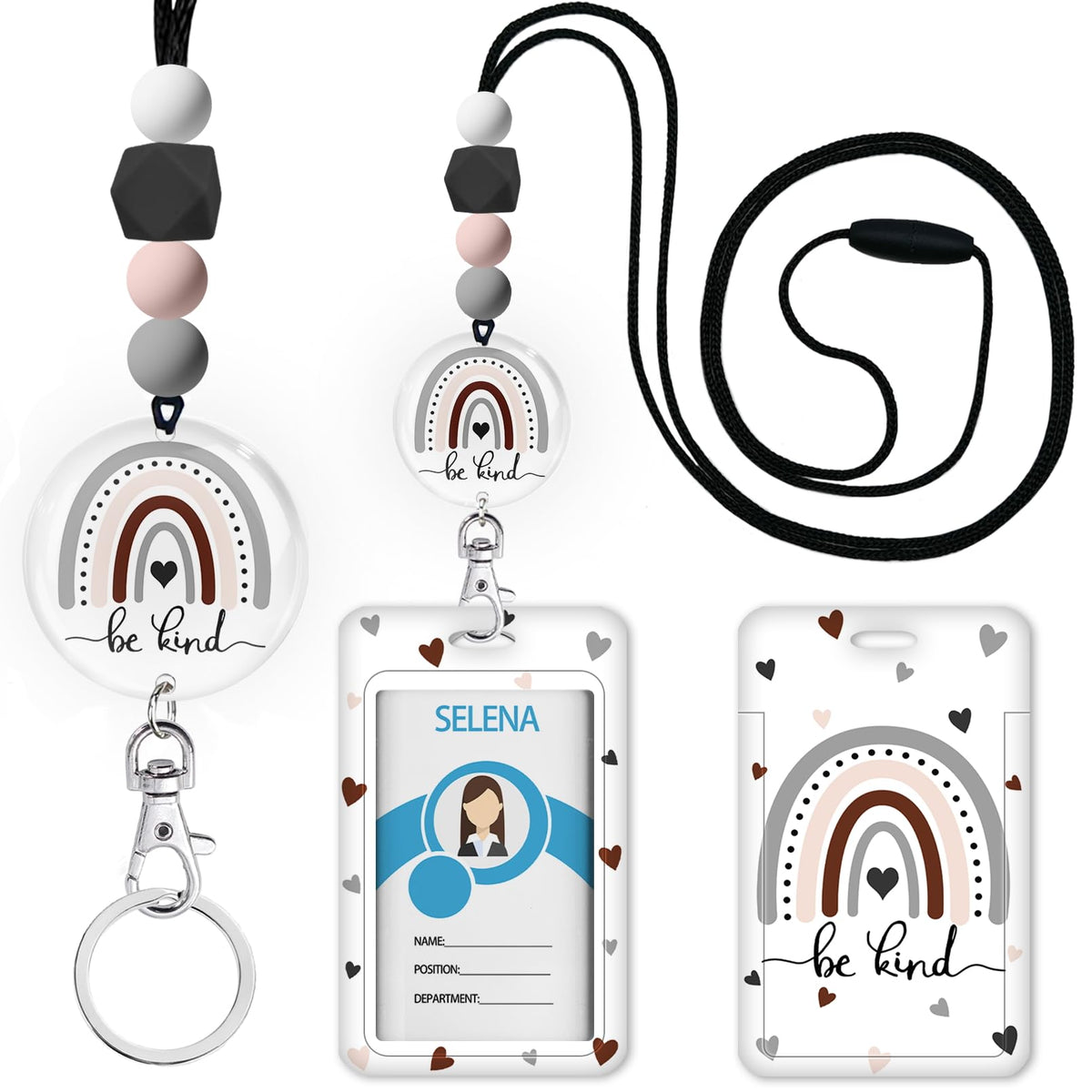 Teacher Lanyard for ID Badge,Breakaway Handmade Blue Daisy Flower