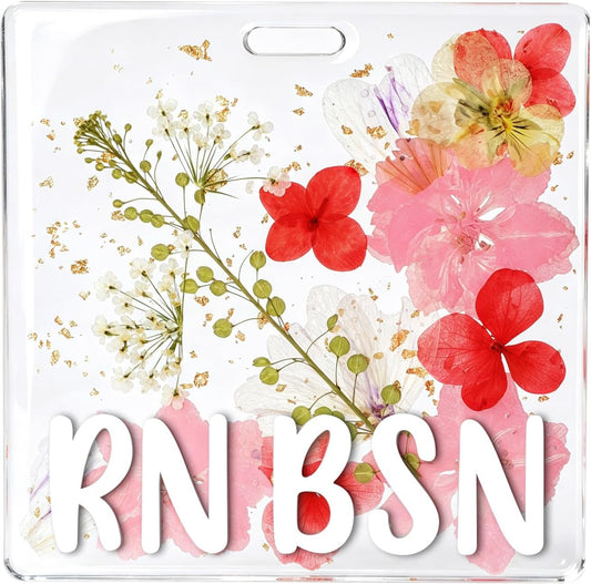 Custom Nurse Badge Personalized Name Pin, Red & Pink, Rn BSN