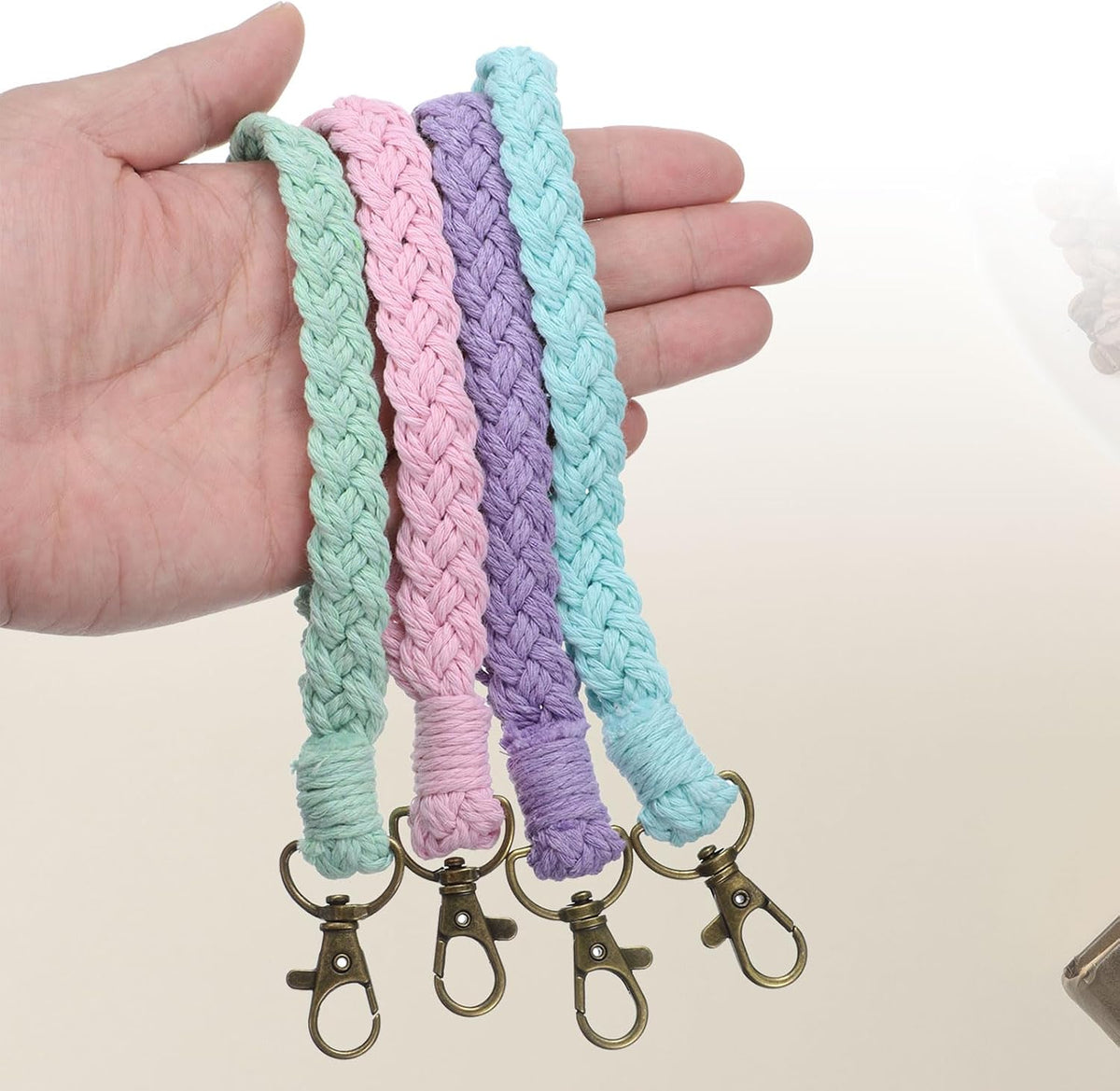 PATIKIL Boho Macrame Keychain, Handmade Wristlet Bracelet Keychain Keyring Holder Key Wrist Lanyard Phone Wrist Strap