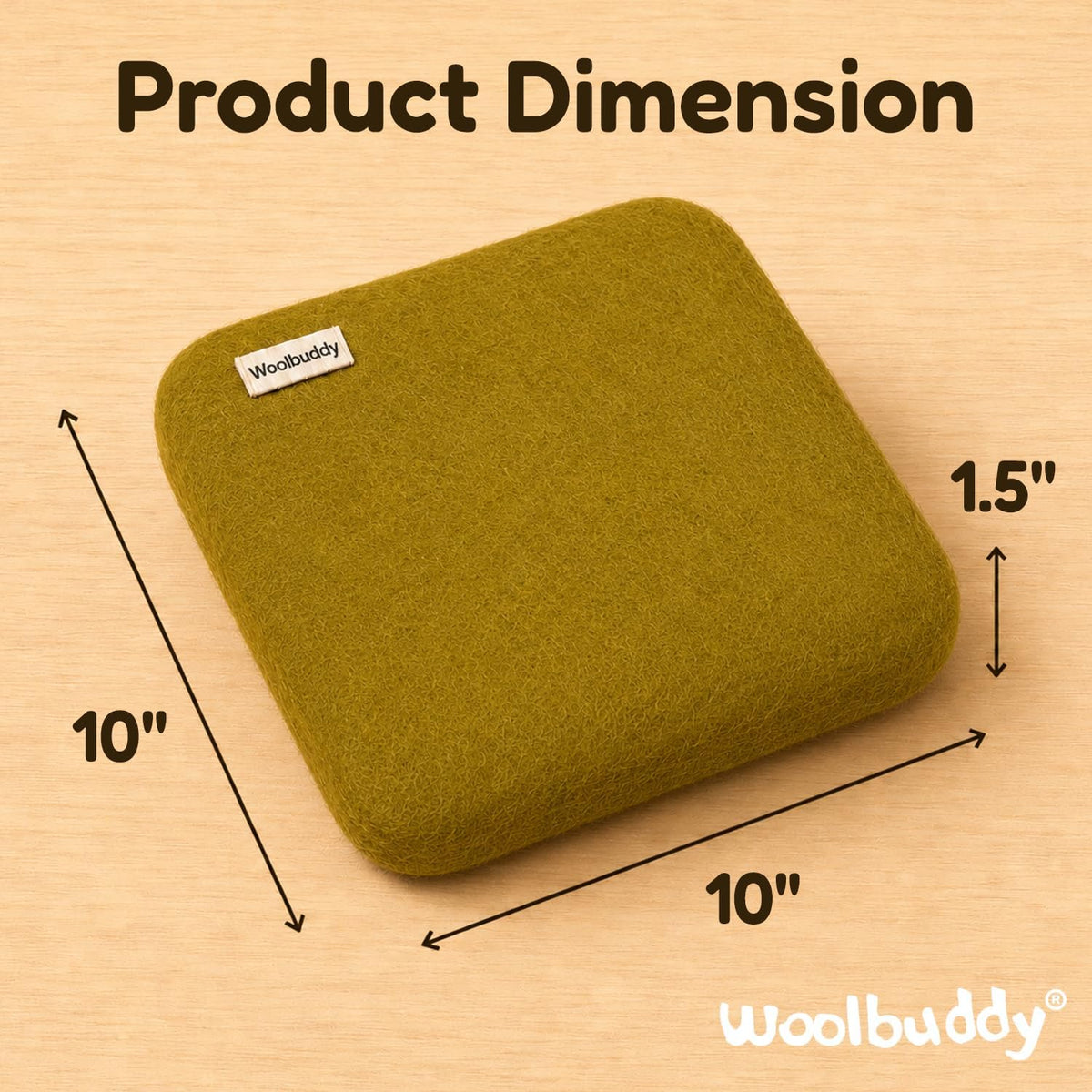 Woolbuddy Needle Felting Mat 10 x 10 x 1.5 Inch (Olive), Pure Wool Felt Pad
