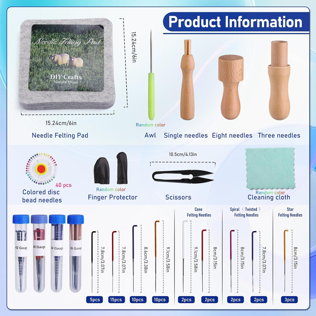 Mayboos Needle Felting Kit, 6"x6" Needle Felting Pad Tools