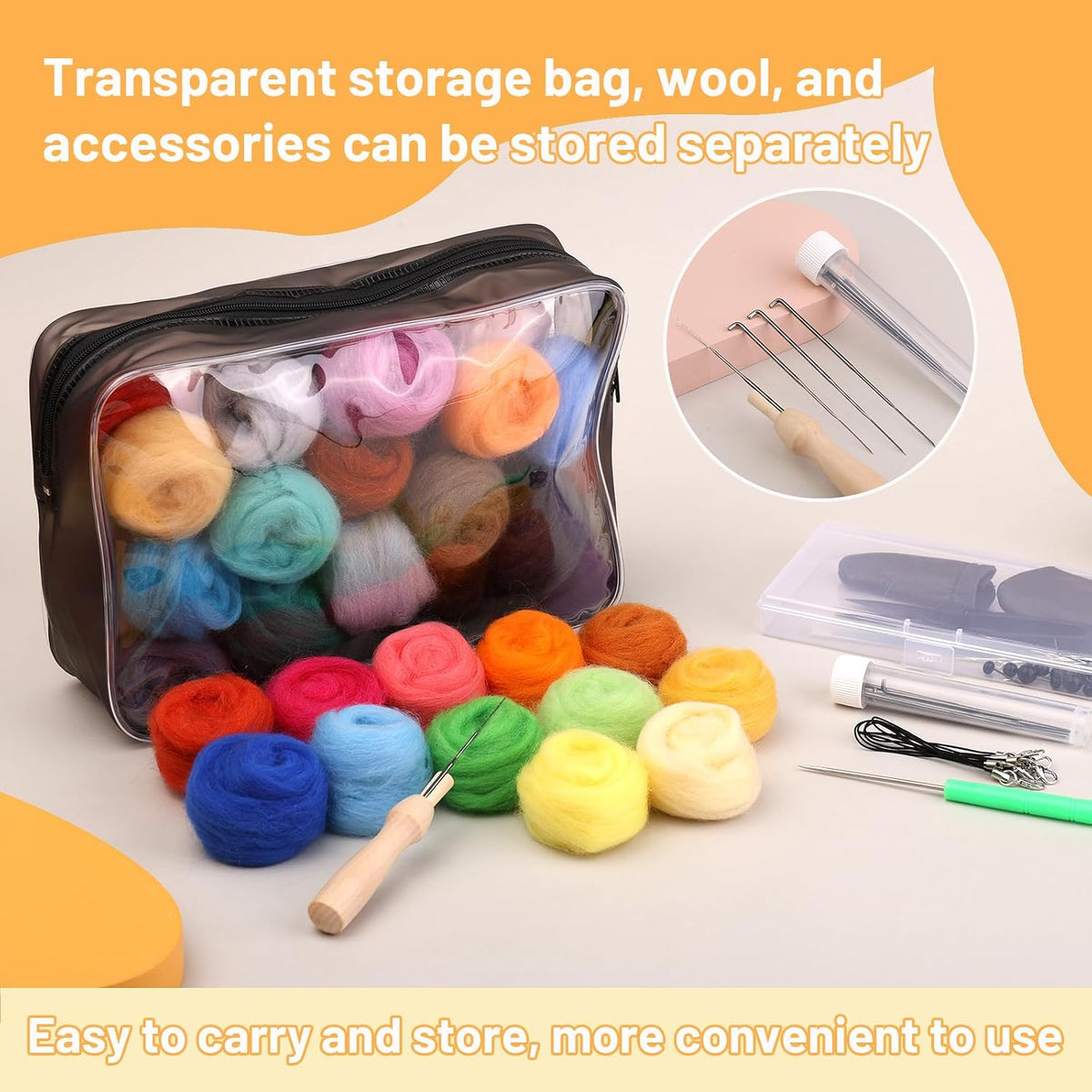 SOCNITC 45 Colors Needle Felting Kits Needle Felting Supplies with Tools