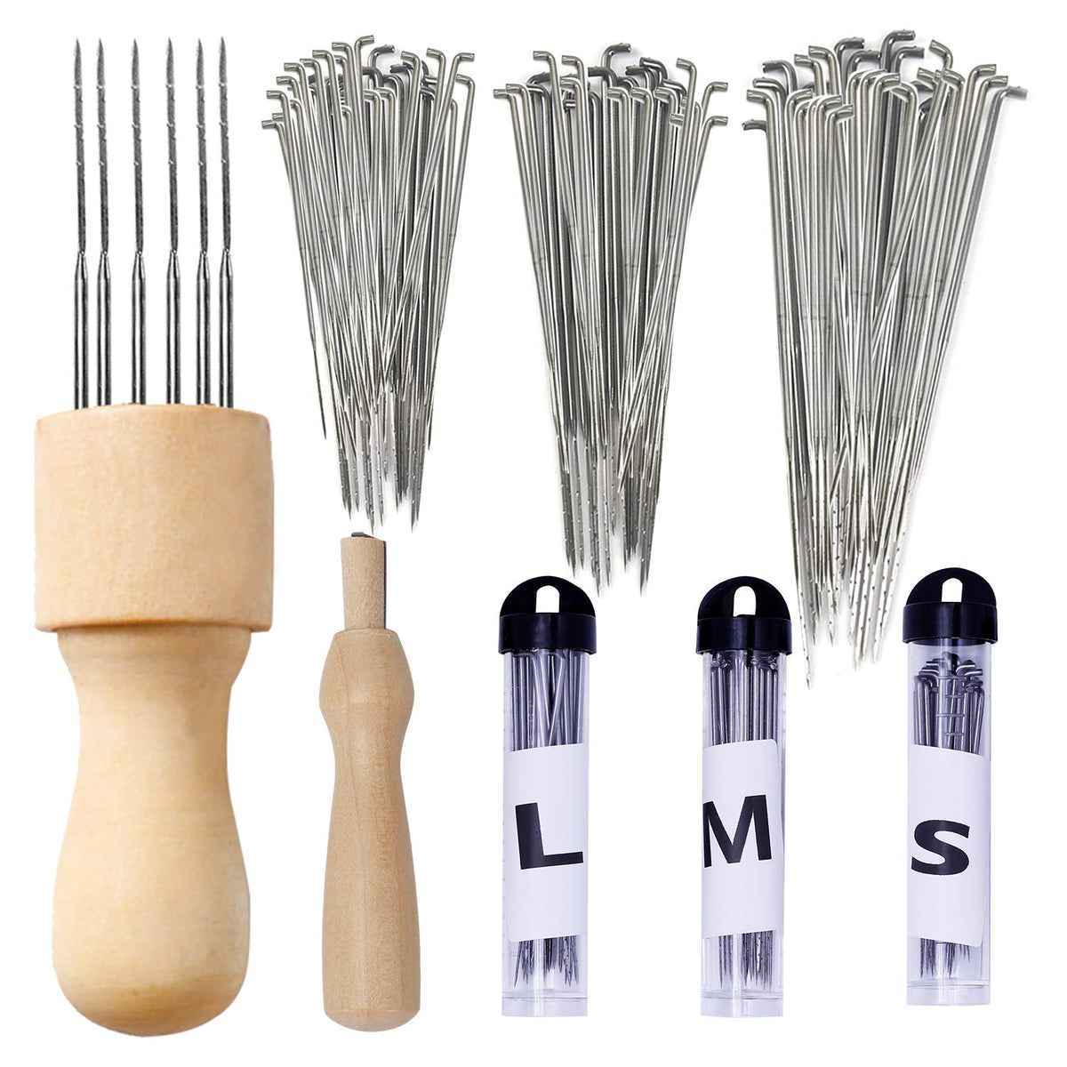 Mayboos Needle Felting Needles, 3 Needles with Wooden Holder