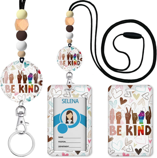 Teacher Lanyards for ID Badges, Breakaway Handmade, Be Kind Heart