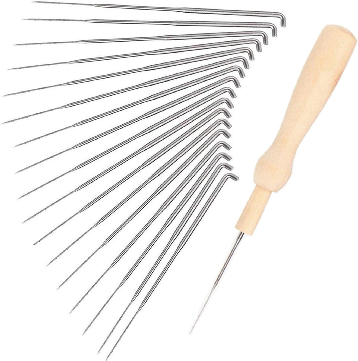 Phinus 30 Pcs Needle Felting Kit, Wool Felting Needles, 3 Sizes: 3.58/3.39/3.07 inch, Grey, Sharp Point, Iron Material