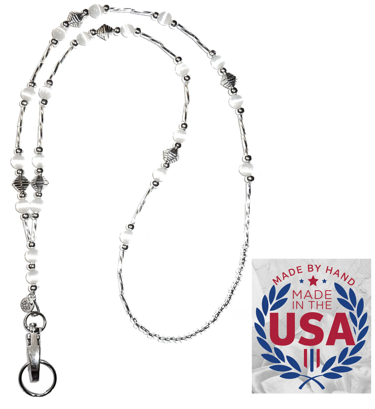 Hidden Hollow Beads Slim Style Women's Fashion Beaded Lanyard, 34" Jewelry Lanyard for ID Badge Holder and Keys