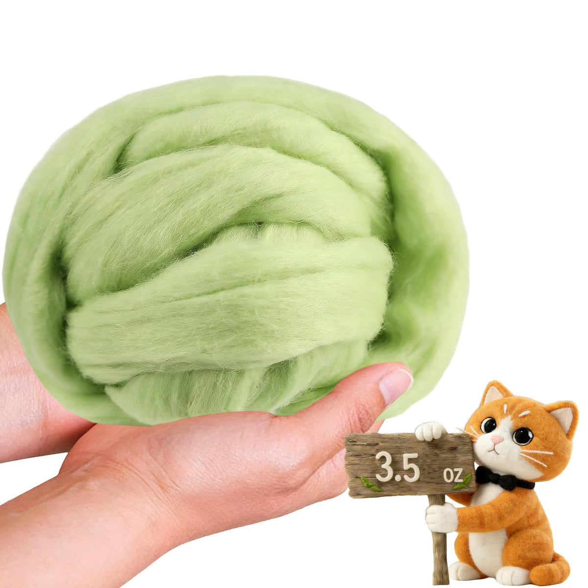 Wool Roving-3.5oz Needle Felting Wool, Soft Multi-Color Wool Fiber, Perfect Felting Wool Pure Wool, Chunky Yarn, for DIY Crafts, NeedleFelting Projects,and Artwork (Light Gray)