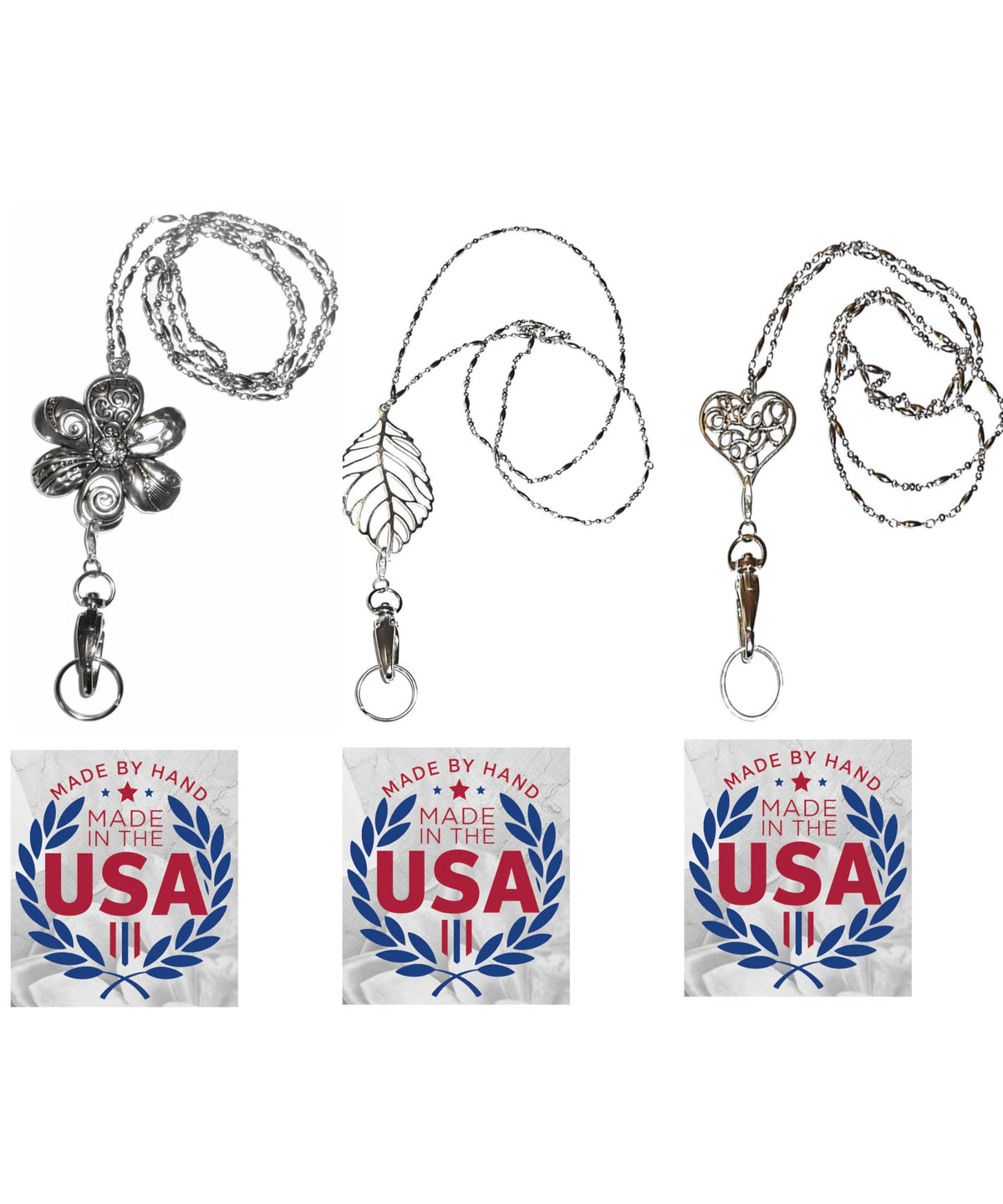 Hidden Hollow Beads Pendant Stainless Steel Strong Hand Made USA Women's 34 "Lanyard, ID Badge Card Holder Teacher Nurse Keys