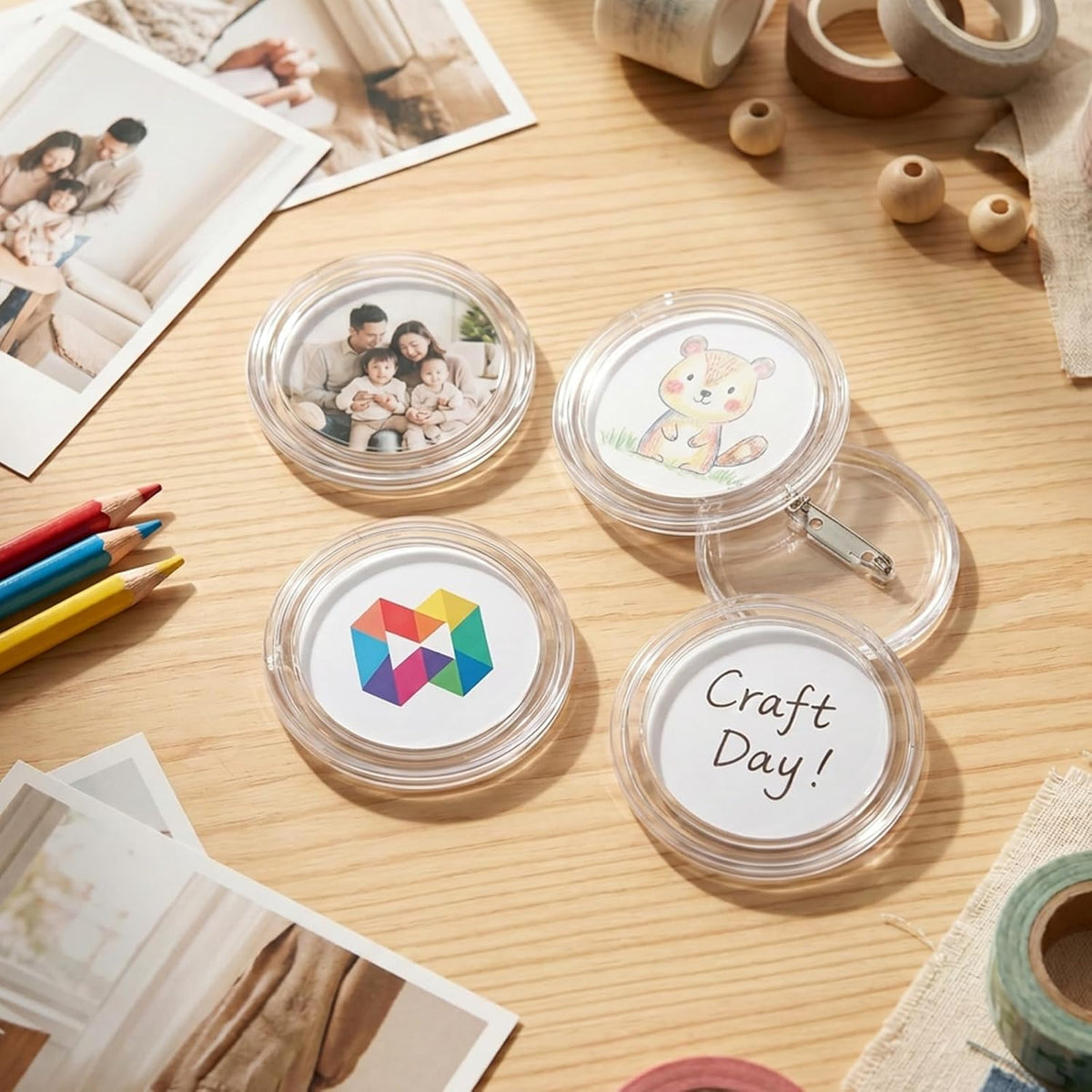 12 Pack 3 Inch Clear Acrylic Blank Button Pins for DIY Badges