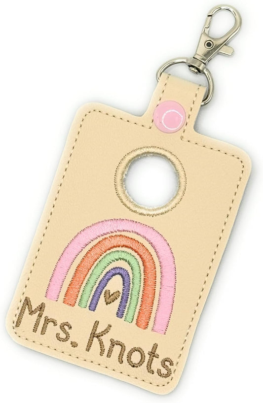 Teacher Alarm Personalized Rainbow ID Badge Holder, Alarm Badge with Hole to Hold Alarm Badge with button on top or bottom, Choose Button Hole Style