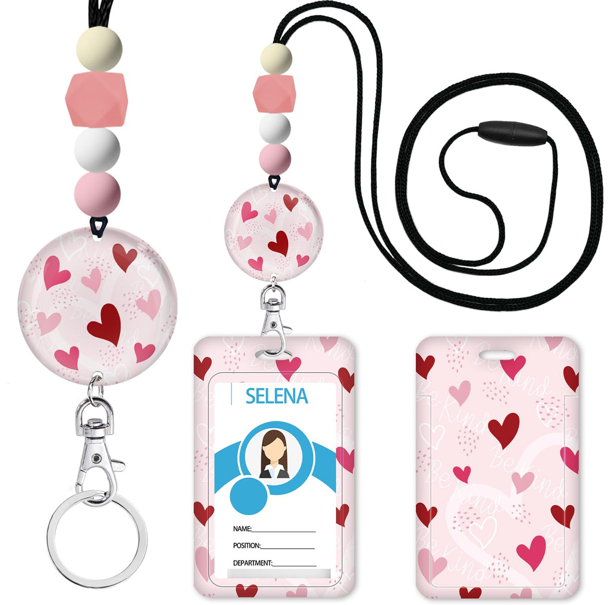 Teacher Lanyards for ID Badges, Breakaway Handmade, Be Kind Heart