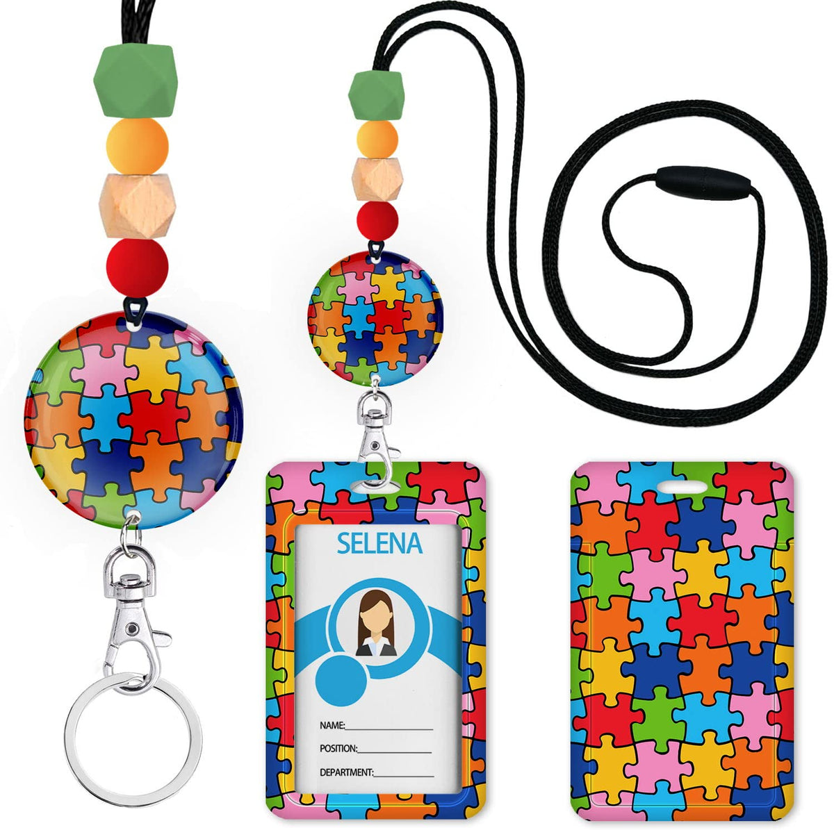 Teacher Lanyards for ID Badges, Breakaway, Handmade, Flower