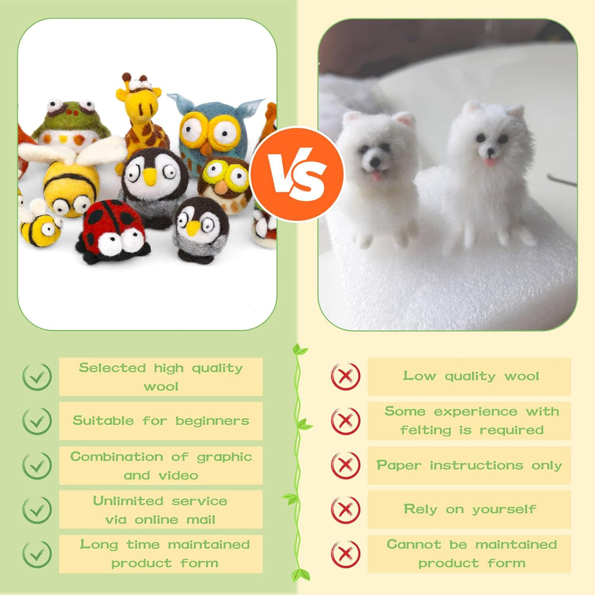 Fedmut Needle Felting Wool Kit Felting Kit, 13 Cute Animals Tools Supplies