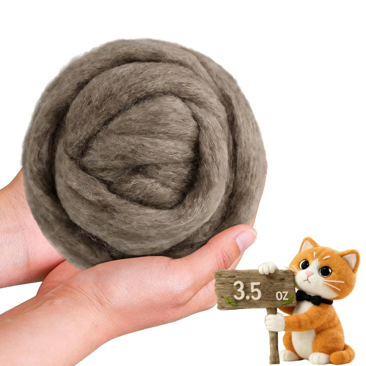 Wool Roving-3.5oz Needle Felting Wool, Soft Multi-Color Wool Fiber, Perfect Felting Wool Pure Wool, Chunky Yarn, for DIY Crafts, NeedleFelting Projects,and Artwork (Light Gray)