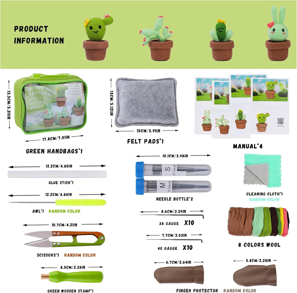 LOKUNN Needle Felting Kit, Cactus Needle Felting Starter Kit