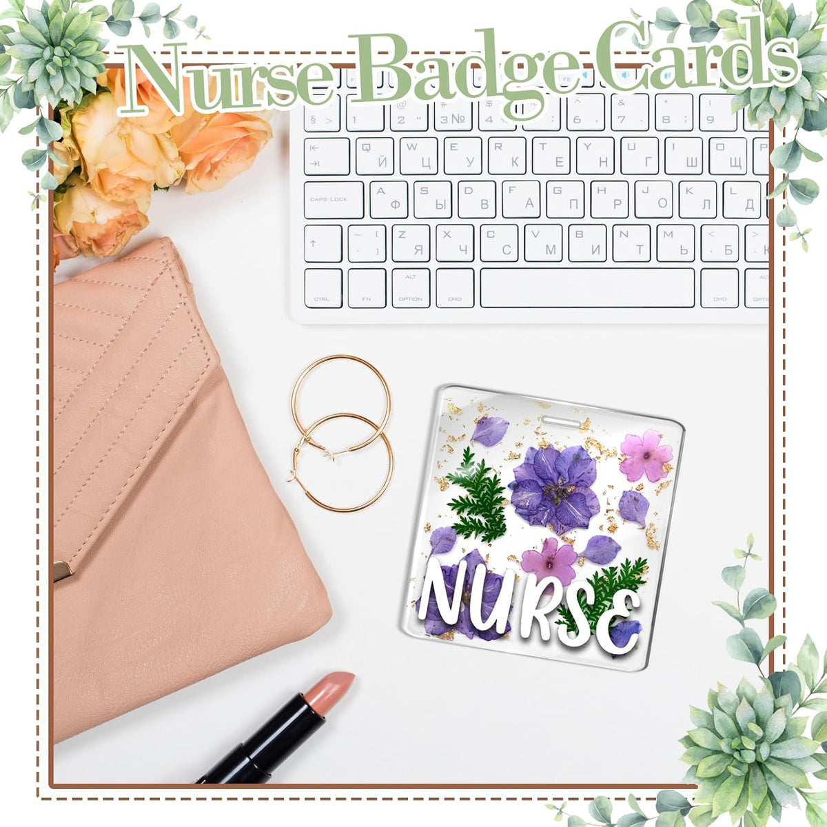 Custom Nurse Badge Personalized Name Pin, Purple, Nurse