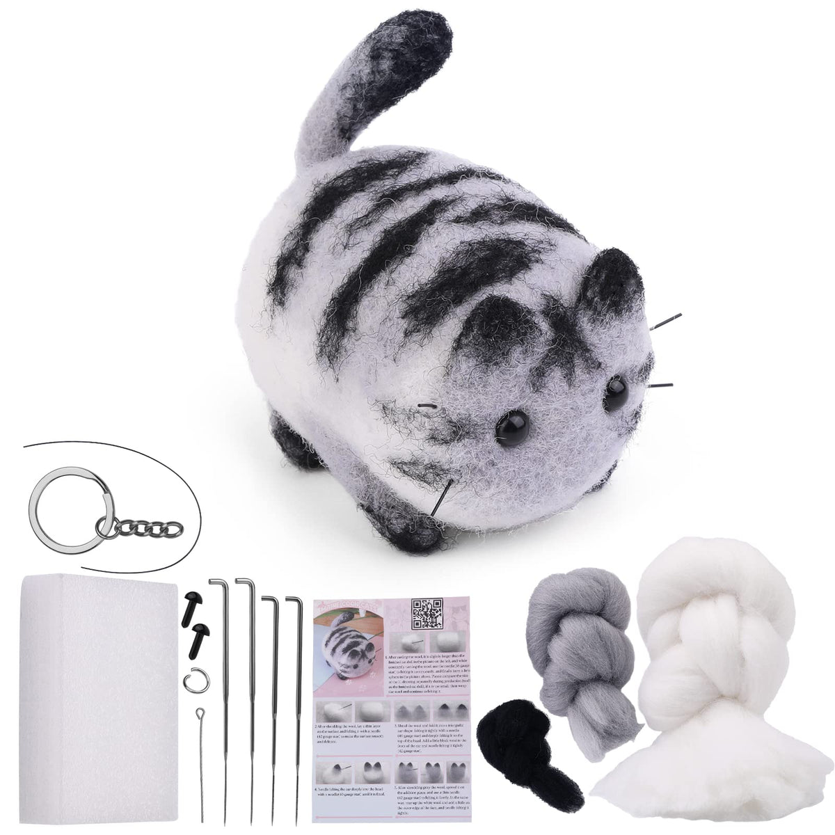 QMNNMA Needle Felting Kit, Garfield Needle Felting Set with Instruction