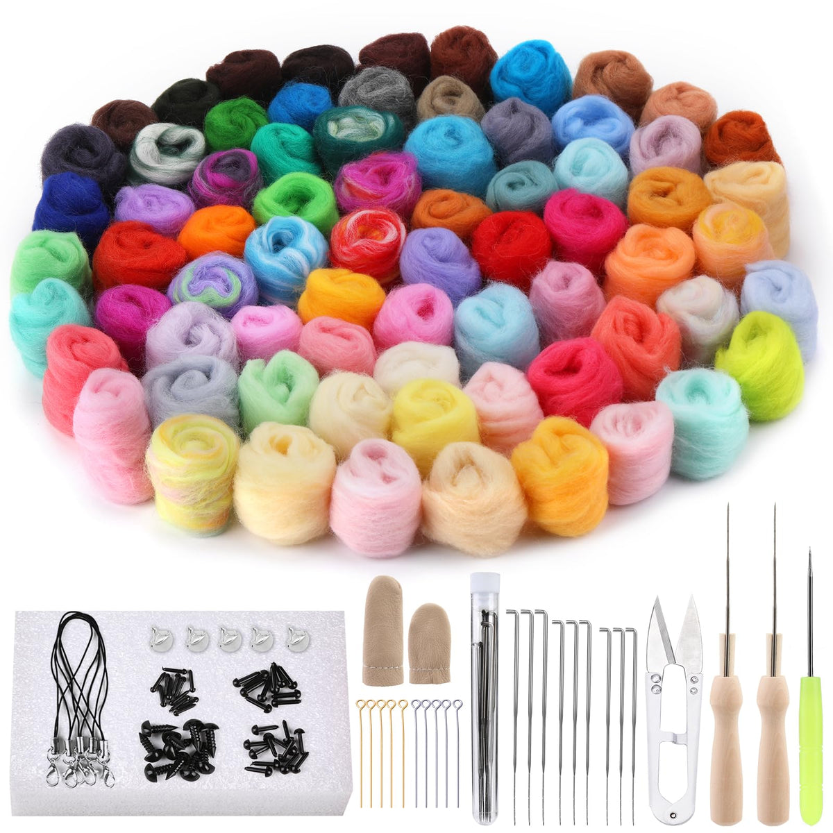 IMZAY Needle Felting Kit 18 Colors Wool Felting Kit Wool Roving Set