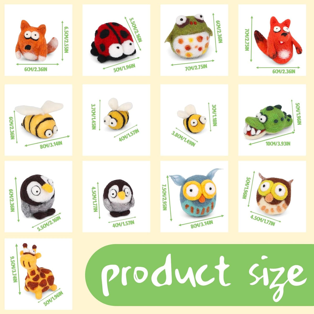 Fedmut Needle Felting Wool Kit Felting Kit, 13 Cute Animals Tools Supplies