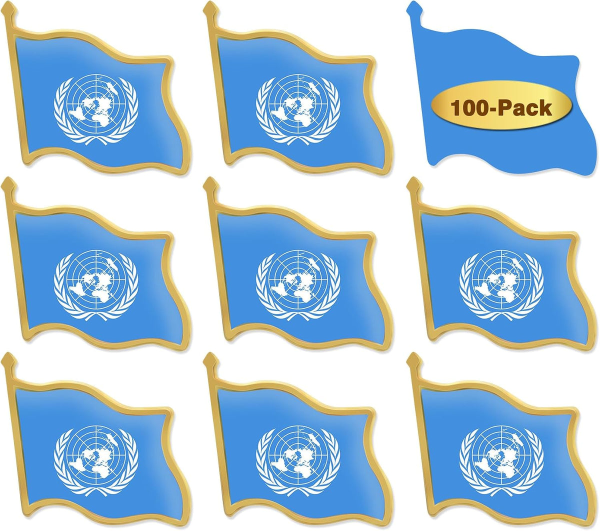 12/24/50/100Pcs United Nations Flag Lapel Pins Bulk - Metal UN International Brooch Badge Souvenir for Men Women Clothes Bags Hats
