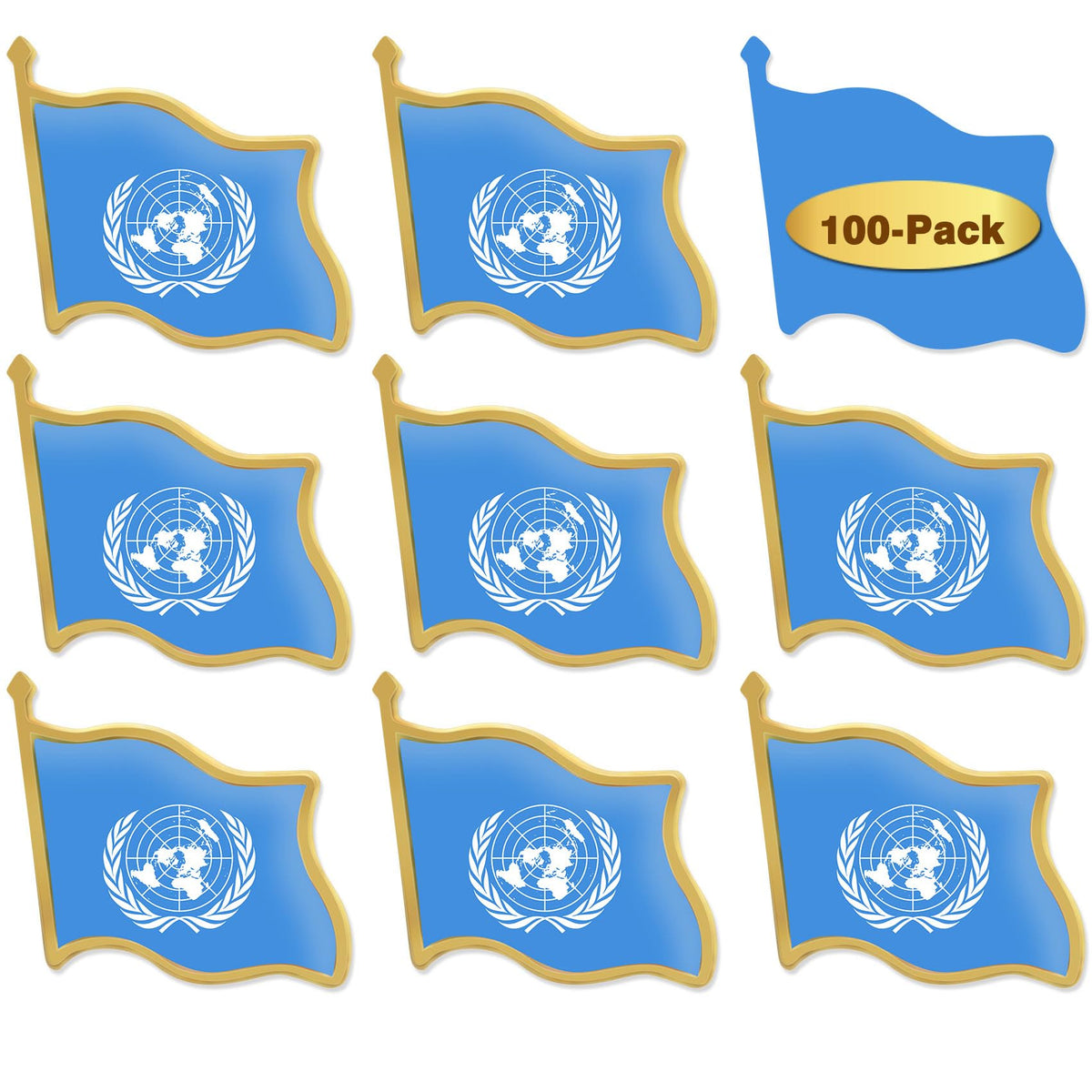 12/24/50/100Pcs United Nations Flag Lapel Pins Bulk - Metal UN International Brooch Badge Souvenir for Men Women Clothes Bags Hats