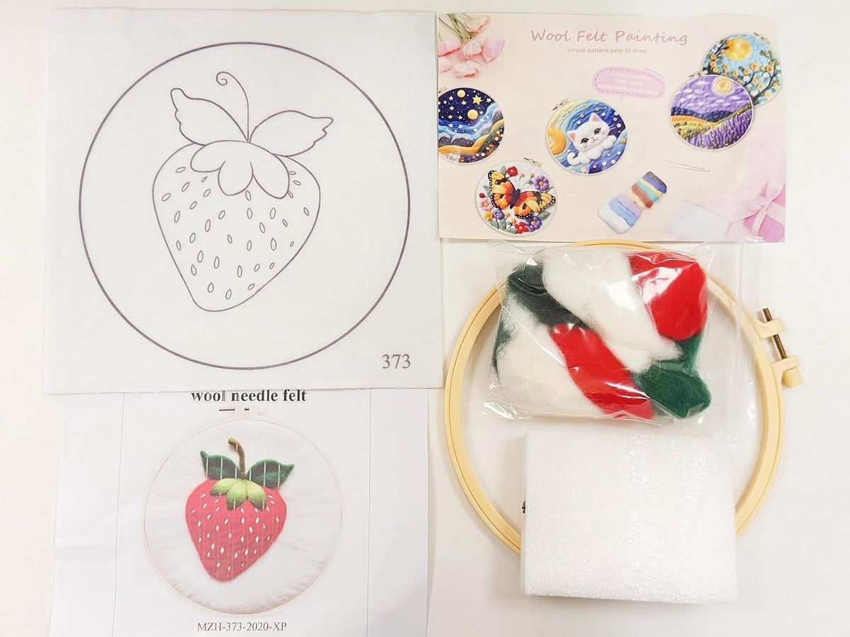 CaptainCrafts Needle Felting Kit for Adults Strawberries Pattern Home Decor