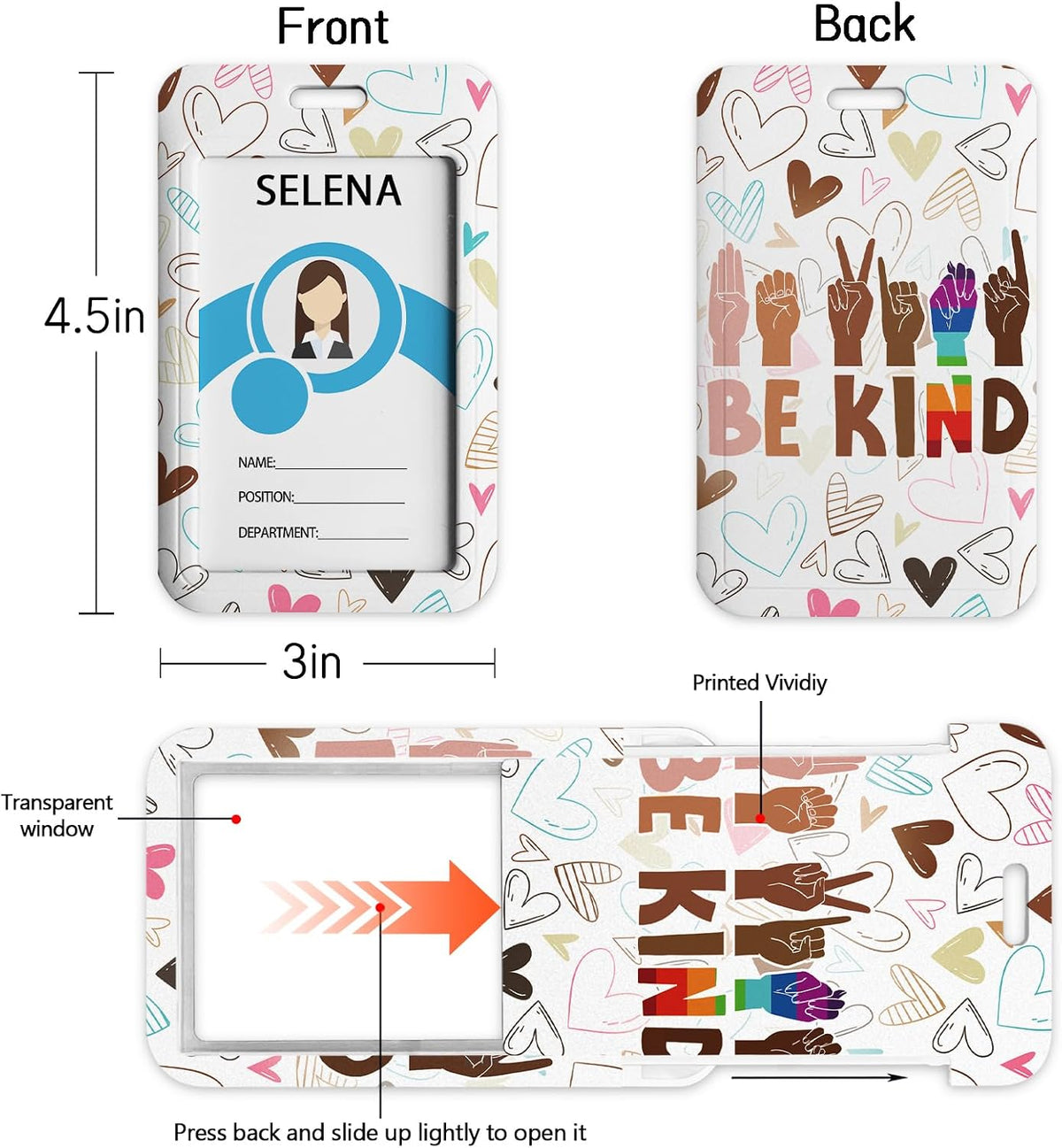 Teacher Lanyards for ID Badges, Breakaway Handmade, Be Kind Heart