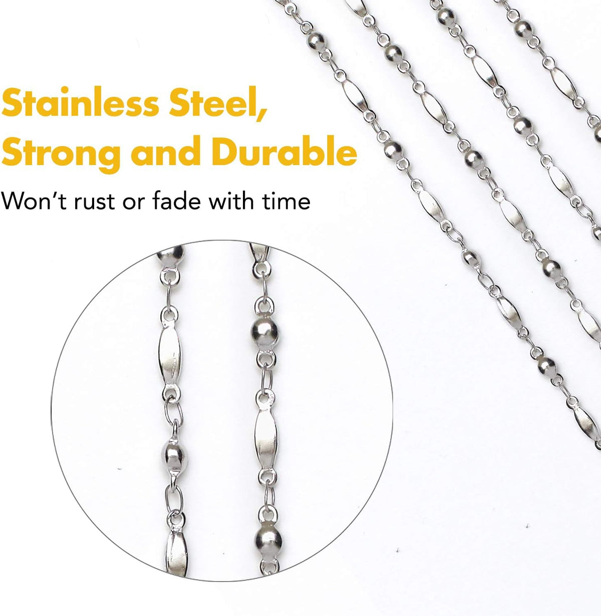 Hidden Hollow Beads Pendant Stainless Steel Strong Hand Made USA Women's 34 "Lanyard, ID Badge Card Holder Teacher Nurse Keys