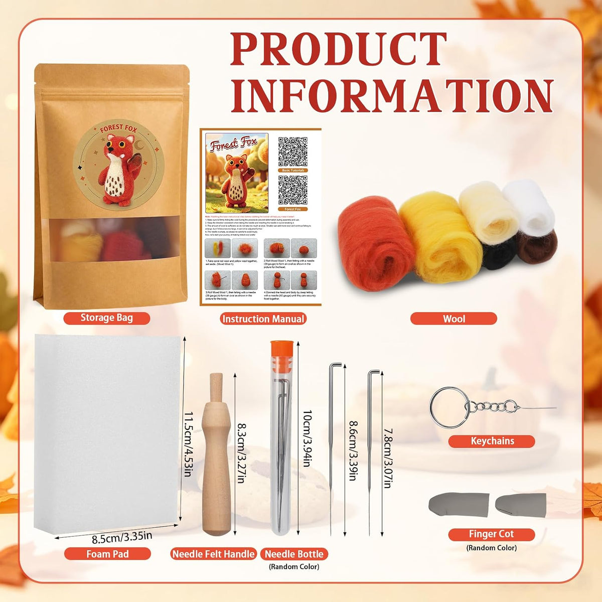 OEHPICC Needle Felting Kit for Beginners, Patterned Fox Felting Kit