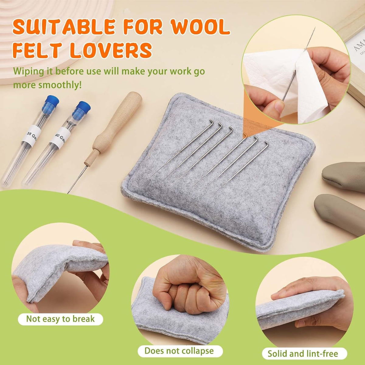 Yizzvb 7 Pcs Needle Felting Kit Felting Kits Wool Felt Animal Kit
