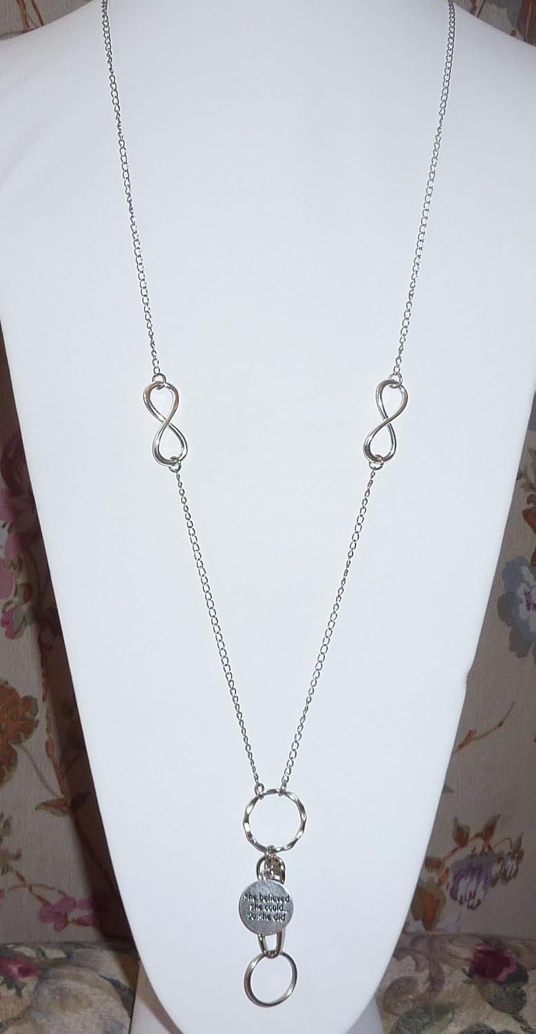 Hidden Hollow Beads Charm Stainless Steel Strong Hand Made USA Women's 34 "Lanyard, ID Badge Card Holder Teacher Nurse Keys